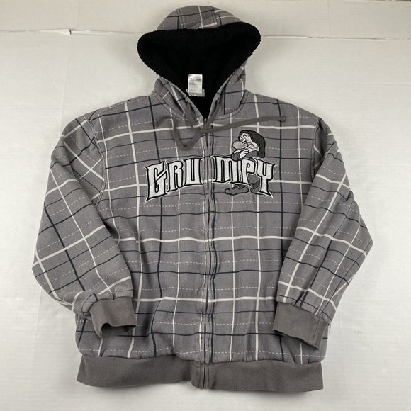 Disney Parks Full Zip Hooded Knit Jacket Women’s M  Sharpa Lined Grumpy Gray - Picture 1 of 9
